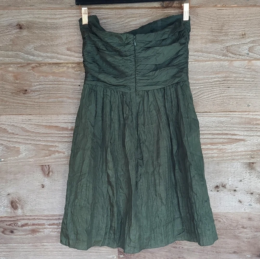 J. Crew Arabelle Strapless Dress Olive Green Sz 6